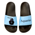Black slides with 'Aquarius' and a water%Aquarius symbol on light blue bands